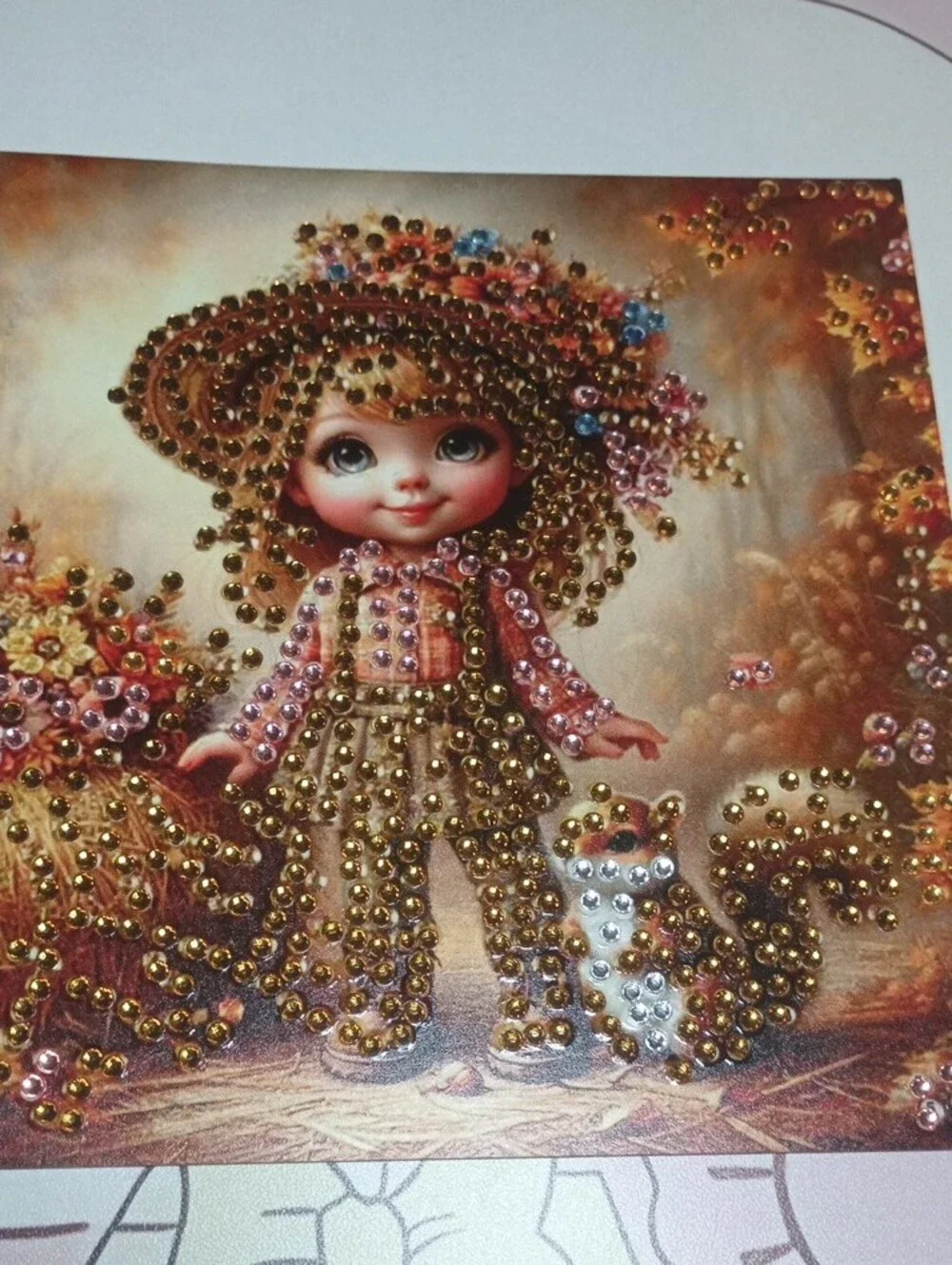 Beaded Girl Decorative Card Handmade